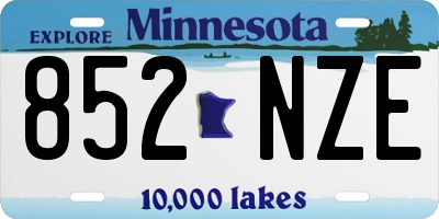 MN license plate 852NZE
