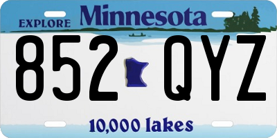 MN license plate 852QYZ