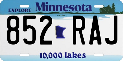 MN license plate 852RAJ