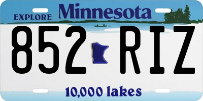 MN license plate 852RIZ