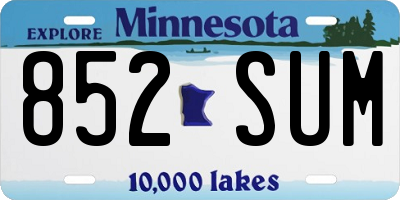 MN license plate 852SUM