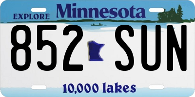 MN license plate 852SUN