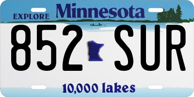 MN license plate 852SUR