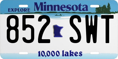 MN license plate 852SWT