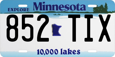 MN license plate 852TIX