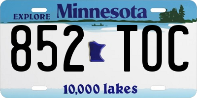 MN license plate 852TOC