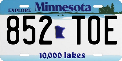 MN license plate 852TOE
