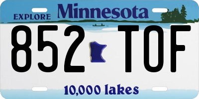 MN license plate 852TOF