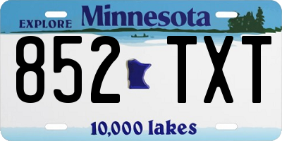 MN license plate 852TXT