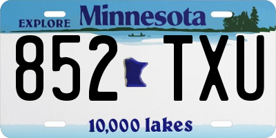 MN license plate 852TXU