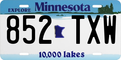 MN license plate 852TXW