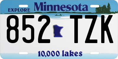 MN license plate 852TZK