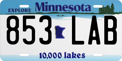 MN license plate 853LAB