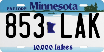 MN license plate 853LAK