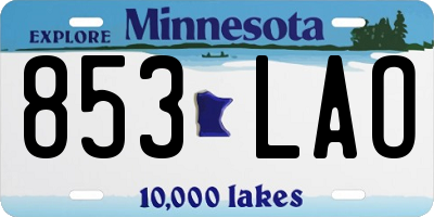 MN license plate 853LAO
