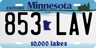 MN license plate 853LAV