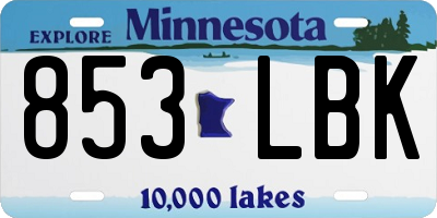 MN license plate 853LBK
