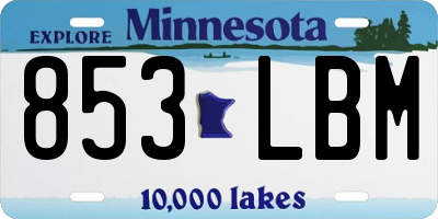 MN license plate 853LBM