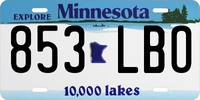 MN license plate 853LBO