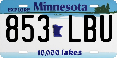 MN license plate 853LBU