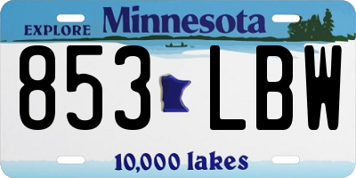 MN license plate 853LBW