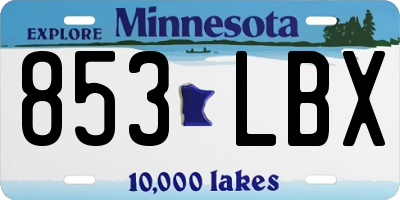 MN license plate 853LBX