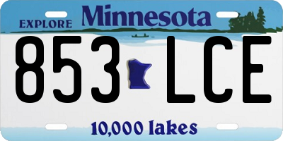 MN license plate 853LCE