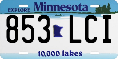 MN license plate 853LCI