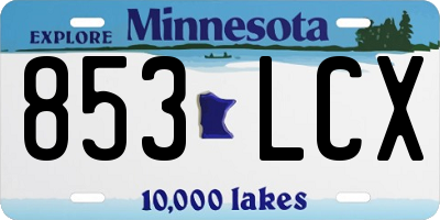MN license plate 853LCX