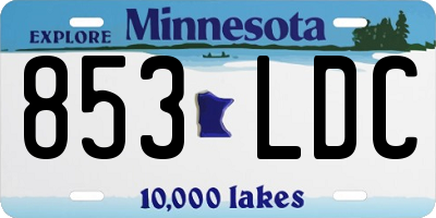 MN license plate 853LDC