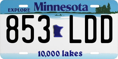 MN license plate 853LDD