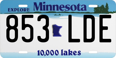 MN license plate 853LDE