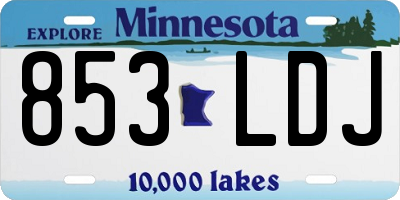 MN license plate 853LDJ