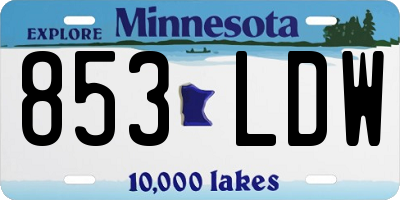 MN license plate 853LDW