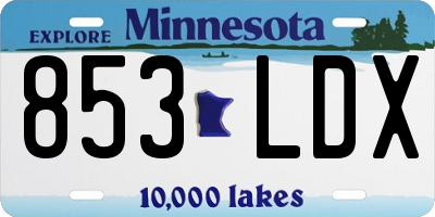 MN license plate 853LDX