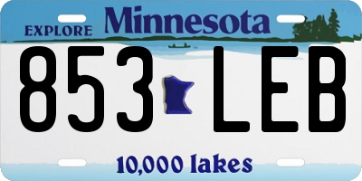 MN license plate 853LEB