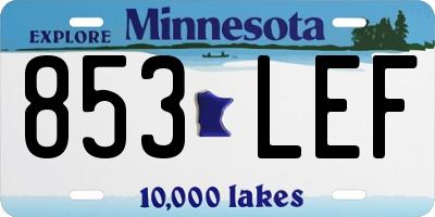 MN license plate 853LEF