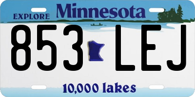 MN license plate 853LEJ