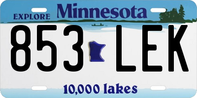 MN license plate 853LEK