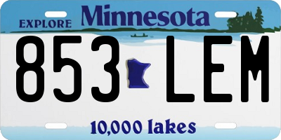 MN license plate 853LEM