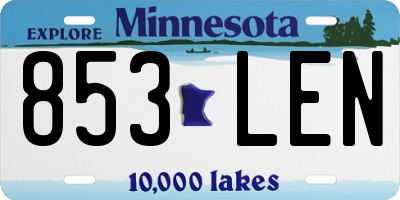 MN license plate 853LEN