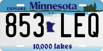 MN license plate 853LEQ