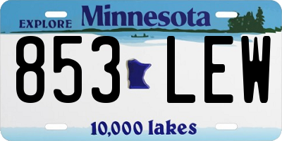 MN license plate 853LEW