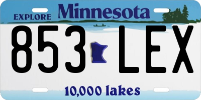 MN license plate 853LEX