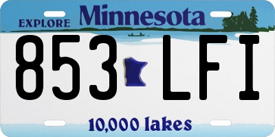 MN license plate 853LFI