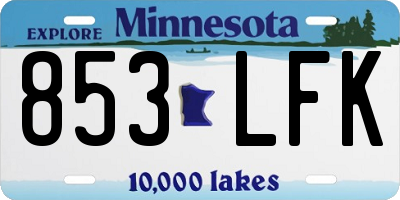 MN license plate 853LFK