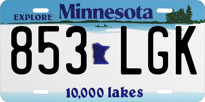 MN license plate 853LGK