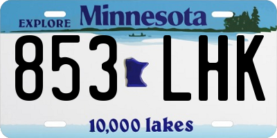 MN license plate 853LHK