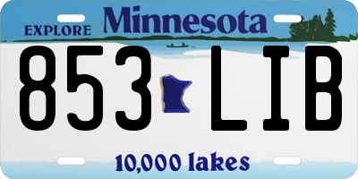 MN license plate 853LIB