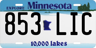 MN license plate 853LIC